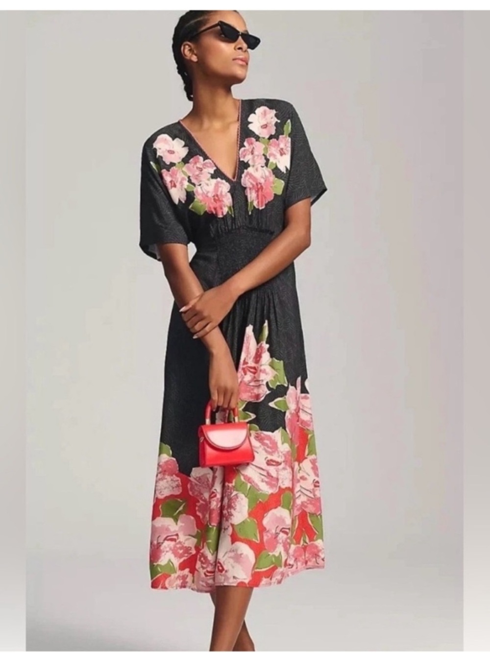 Anthropologie Bl-nk London - Tatiana Kaftan Dress - Black Floral Print - OSP